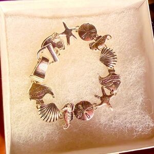 Silver Ocean-Themed Charm Bracelet
